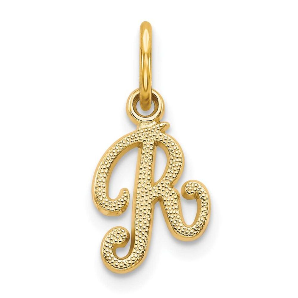 14k Yellow Gold Script Letter R Initial Charm - image 5